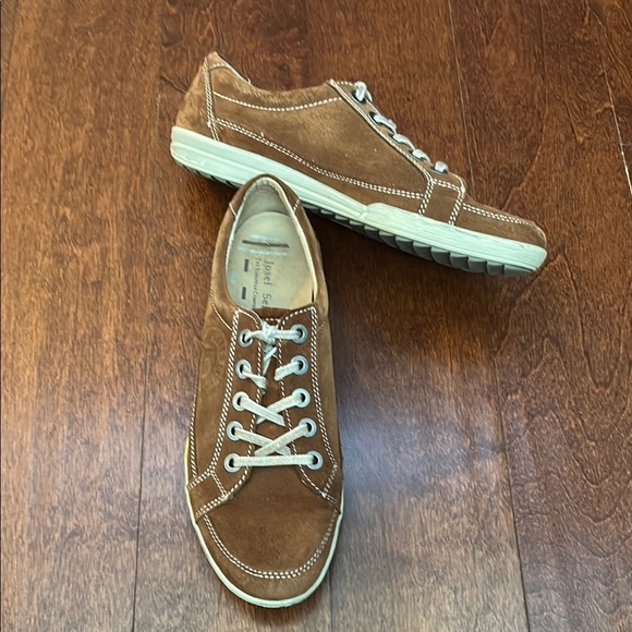 Josef Seibel Cognac Brown Suede Sneakers, Classic Lace-Up Design, Size 8 - Picture 2 of 16
